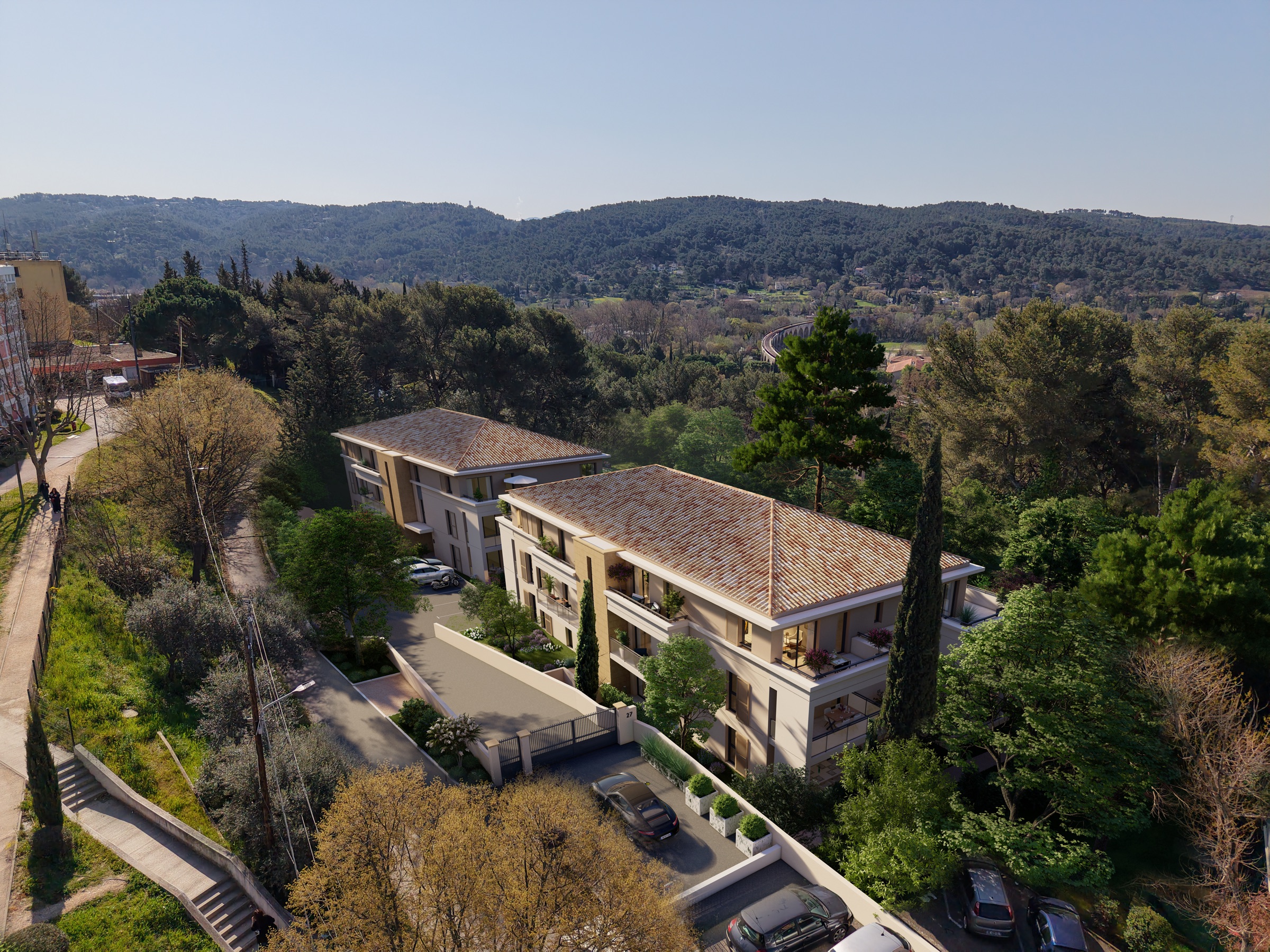 Vue aérienne du site